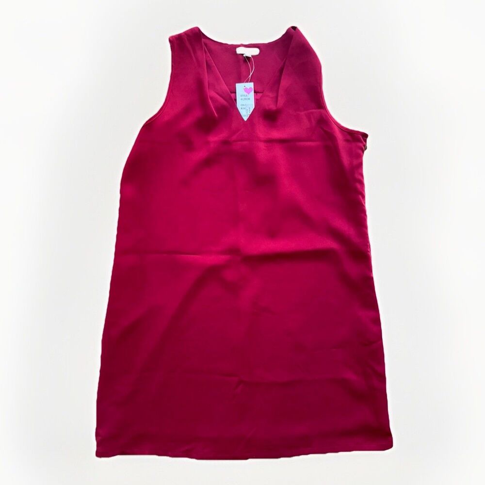JADE Melody Tam Red Sleeveless Shift Dress NWT Size XL Lined Summer Dress V Neck